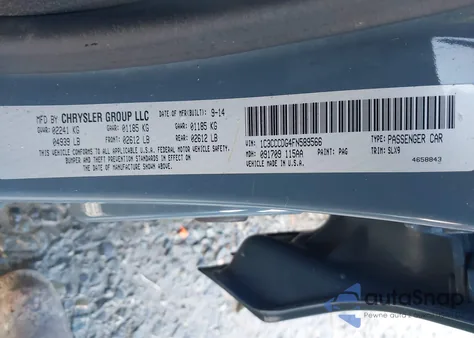 2015 Chrysler 200 S z USA, uszkodzony, nr VIN 1C3CCCDG4FN589566